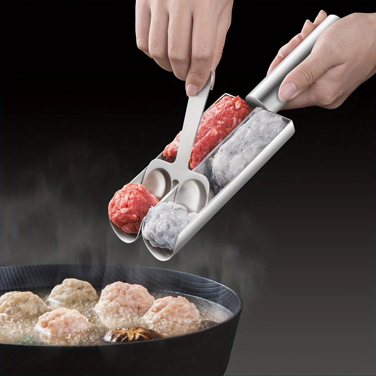 Non-stick, easy-release hand spatula for making meatballs