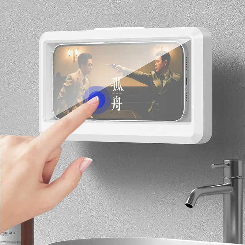 Waterproof Phone Holder for Bathroom, Self Adhesive Phone Holder for Touch Screen, Tight Storage in Bathroom