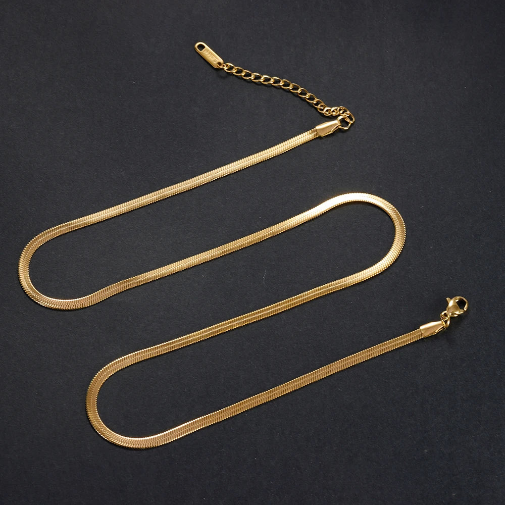 Gold Tone Stainless Steel Snake Chain Necklace