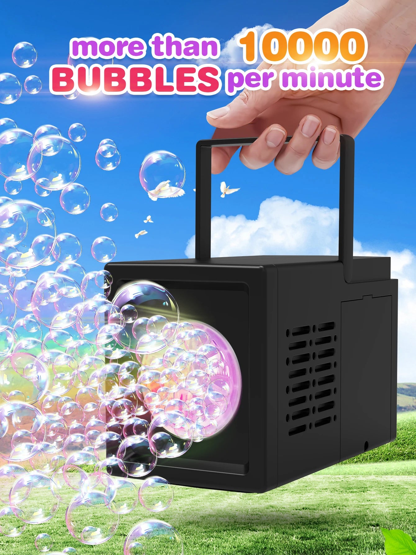 Automatic Portable Electric Bubble Blowing Machine with 10 Nozzles