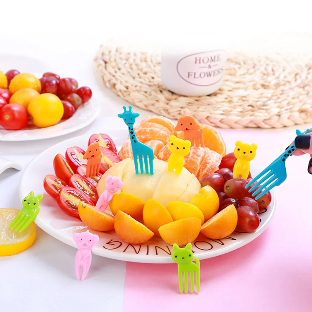 10pcs Mini Animal Farm Fruit Fork,