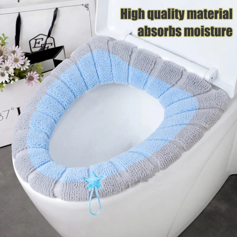 Thickened anti-freeze washable toilet cover, thick knitted