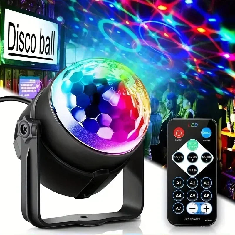 Rotating ball with LED light and sound remote control