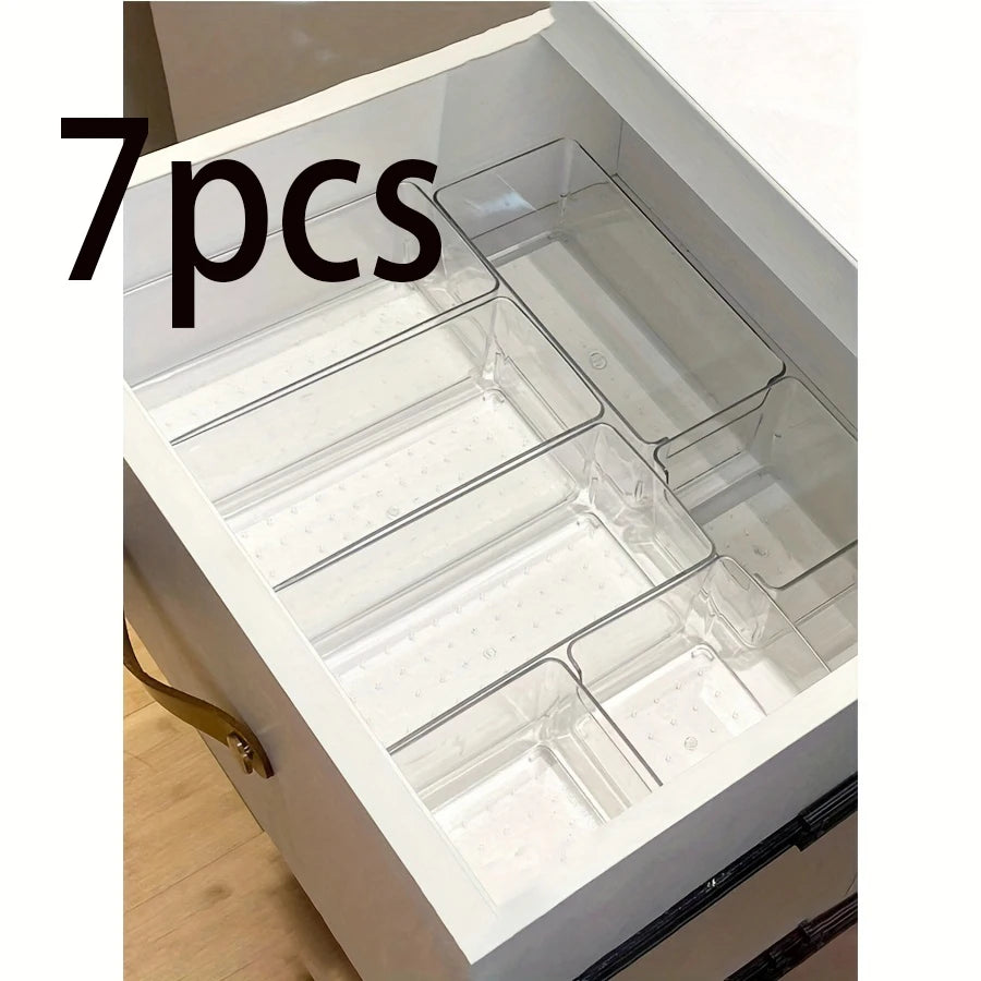 Versatile Drawer Organizer Clear Plastic Trays And Dividers In 2 Sizes For Perfect Makeup And Kitchen Storage Kitchen Accessorie