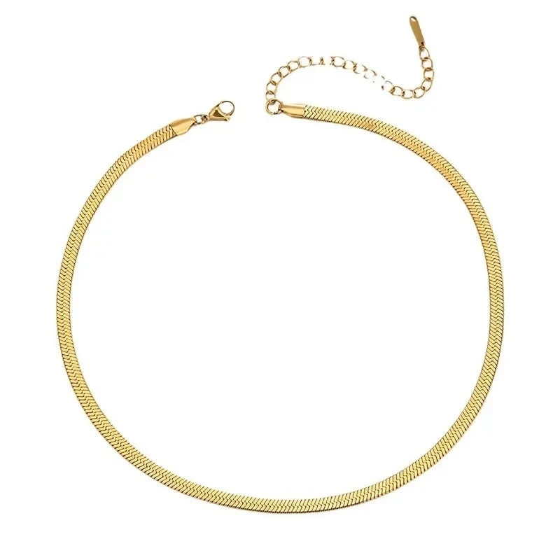 Gold Tone Stainless Steel Snake Chain Necklace