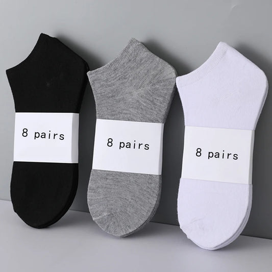 8 Pairs Summer Cotton Ankle Socks with Non-Slip Silicone Edges,