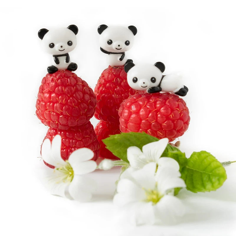 8pcs/set Cartoon Panda Shape Mini Fruit Fork