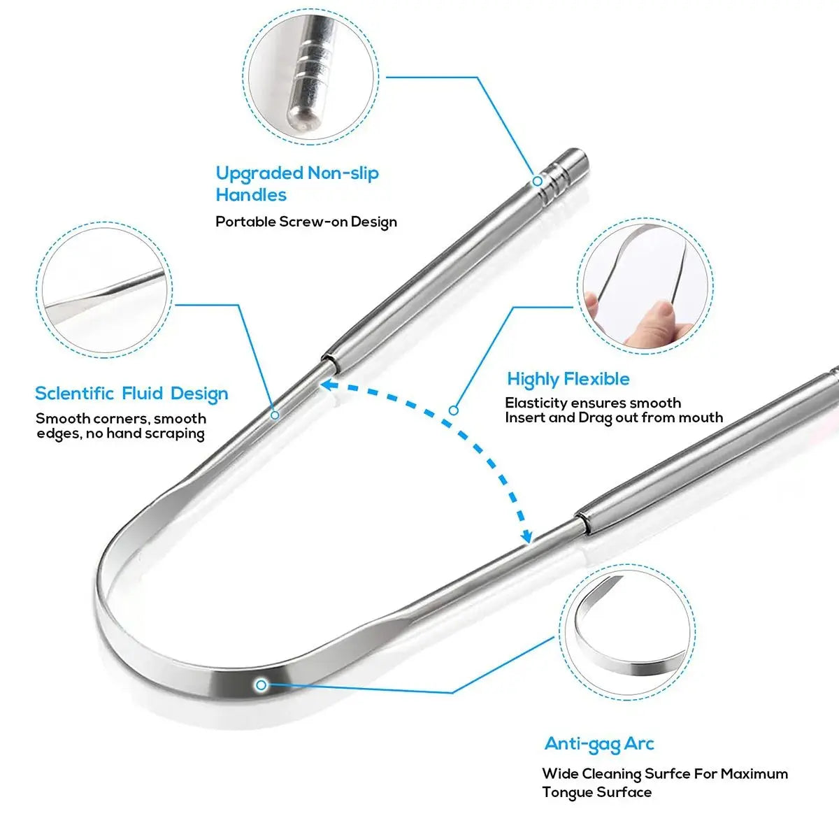 Stainless Steel Metal Tongue Scraper