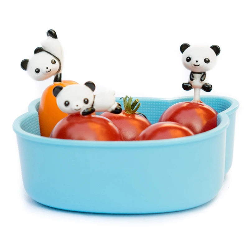 8pcs/set Cartoon Panda Shape Mini Fruit Fork