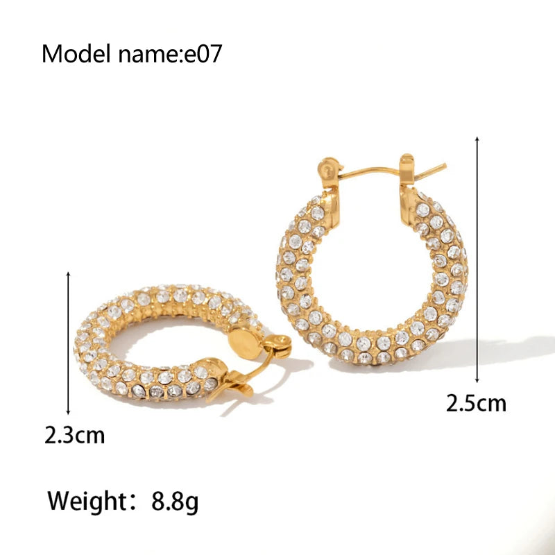 Gold tone zircon metal earrings