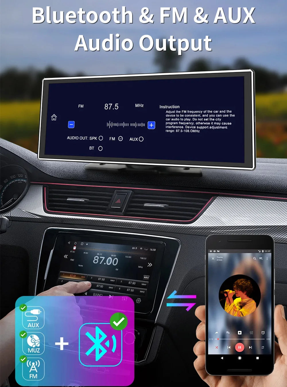 Wireless music player for car radio