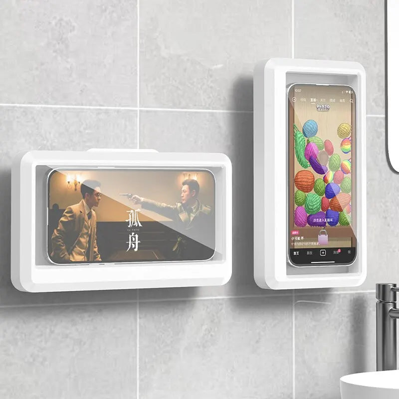 Waterproof Phone Holder for Bathroom, Self Adhesive Phone Holder for Touch Screen, Tight Storage in Bathroom