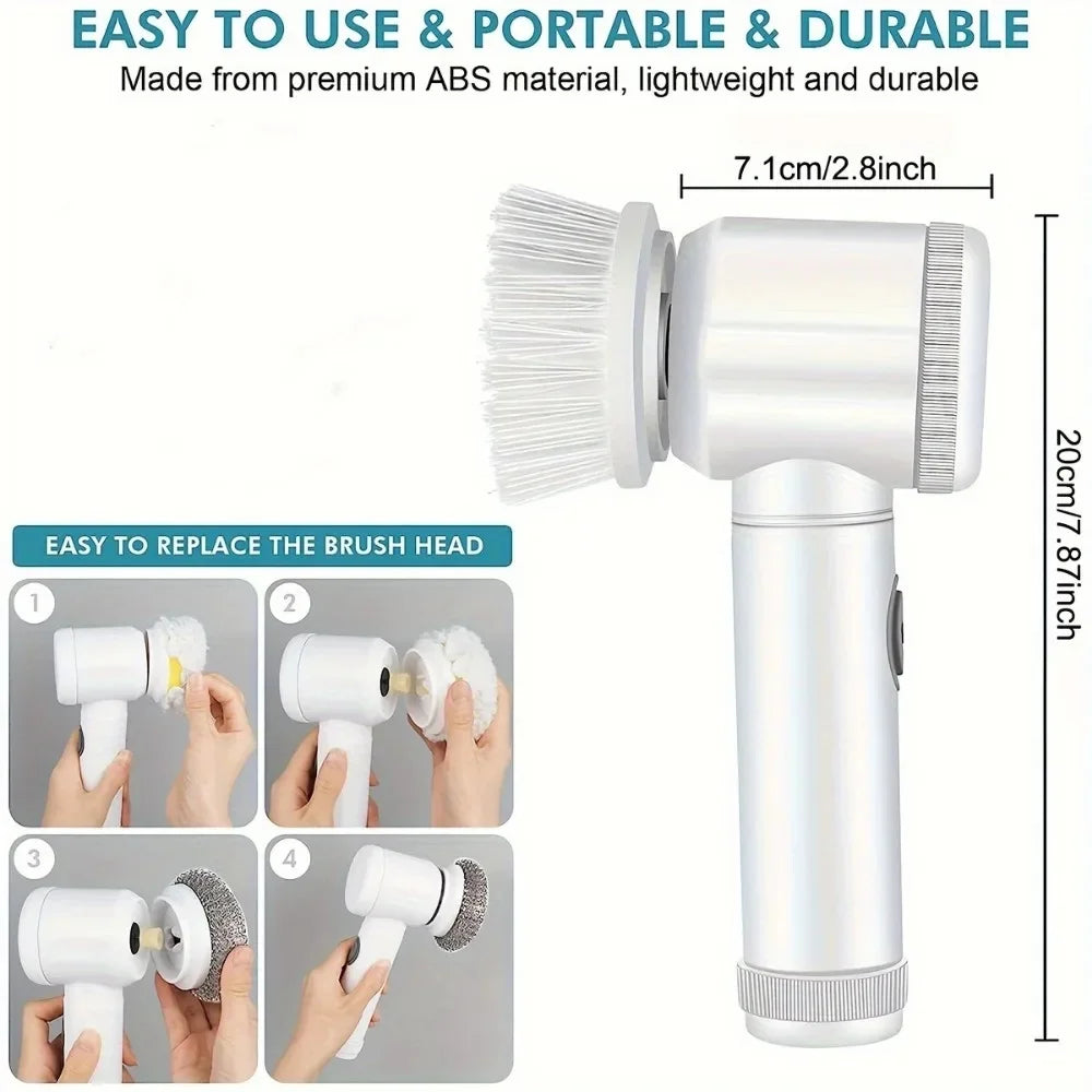 Electric Cleaning Brush 5 in 1 Electric Spin Scrubber Cordless Power