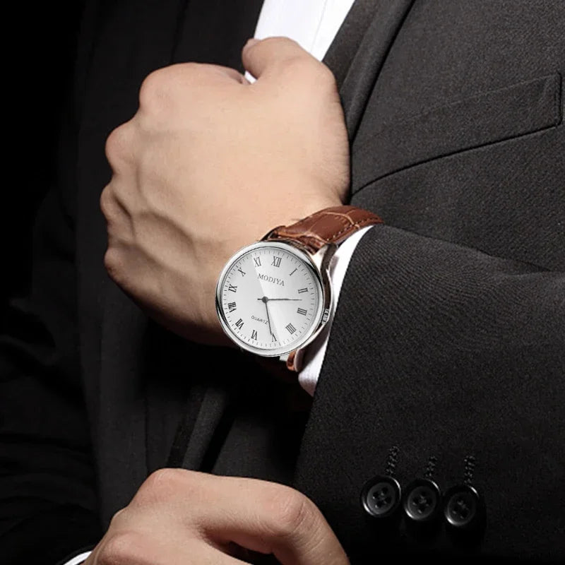 Men Watches Business Wrist Watch Luxury Leather Strap