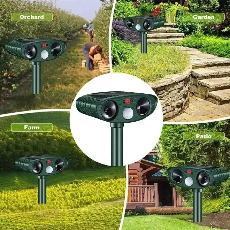 Solar Powered Rechargeable Waterproof Ultrasonic Dog Cat Repeller