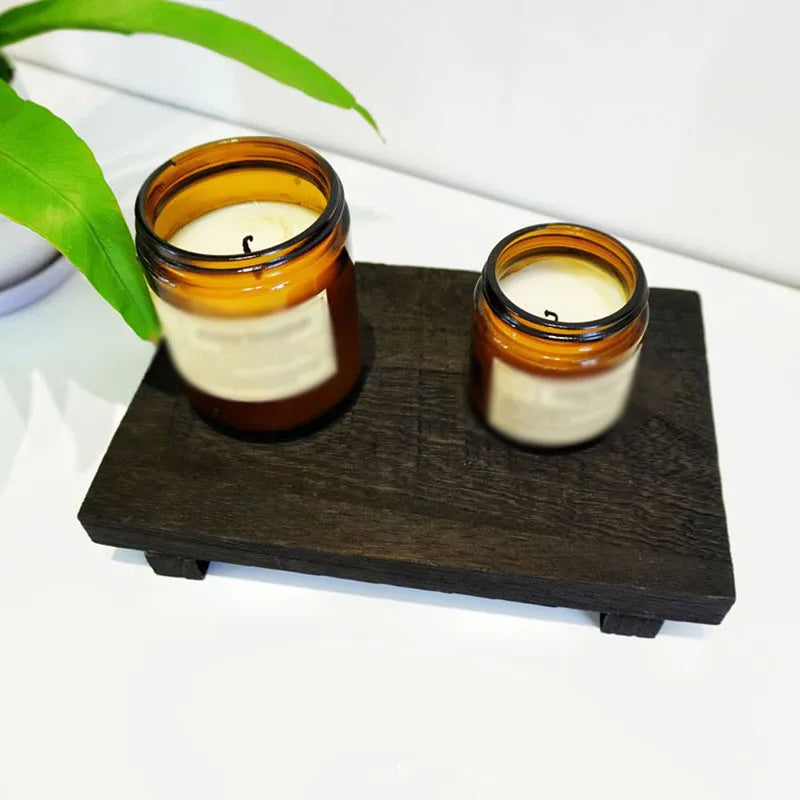 Wooden bathroom tray, hand soap holder, scented candle holder