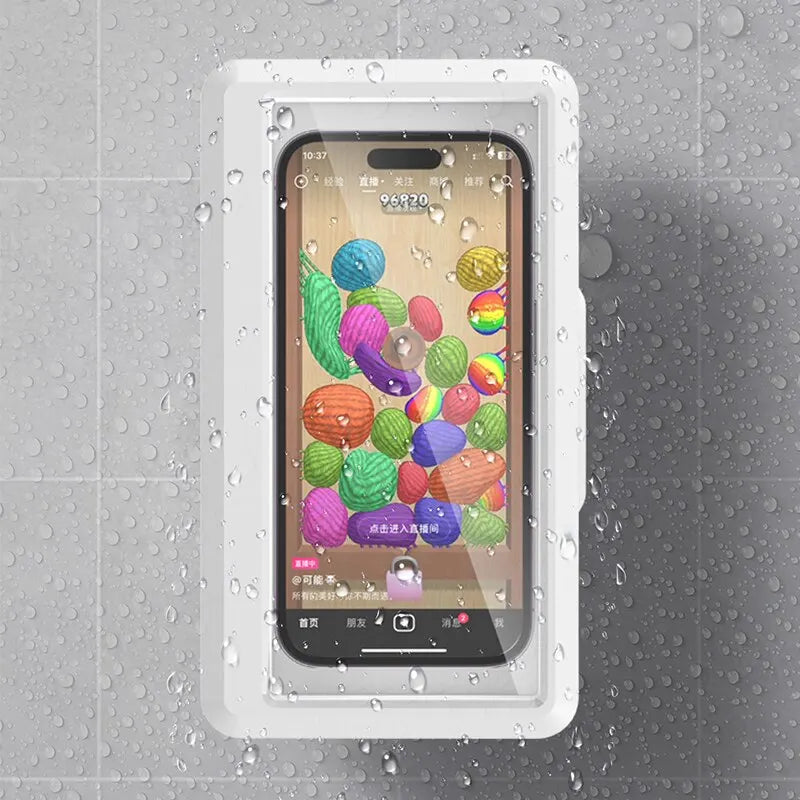 Waterproof Phone Holder for Bathroom, Self Adhesive Phone Holder for Touch Screen, Tight Storage in Bathroom