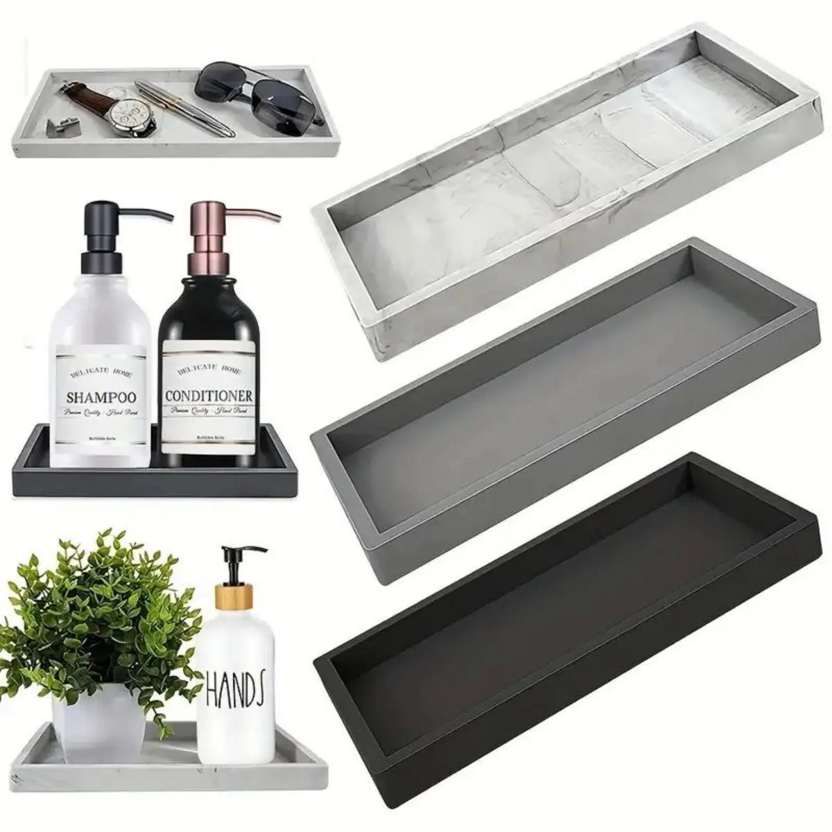 Silicone tray for bathroom tables,