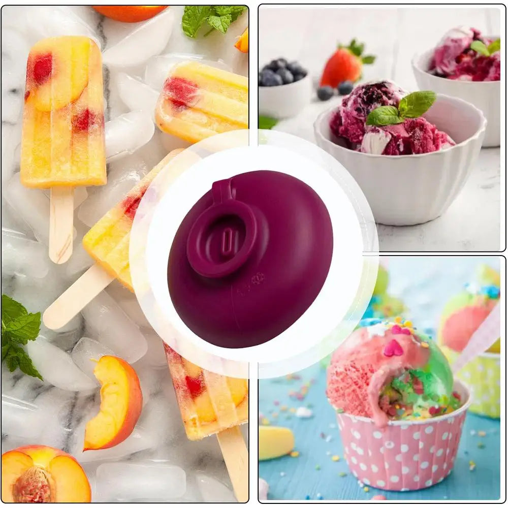 Ice Cream Holder, Colorful Drip-Free Silicone Straws, Reusable,