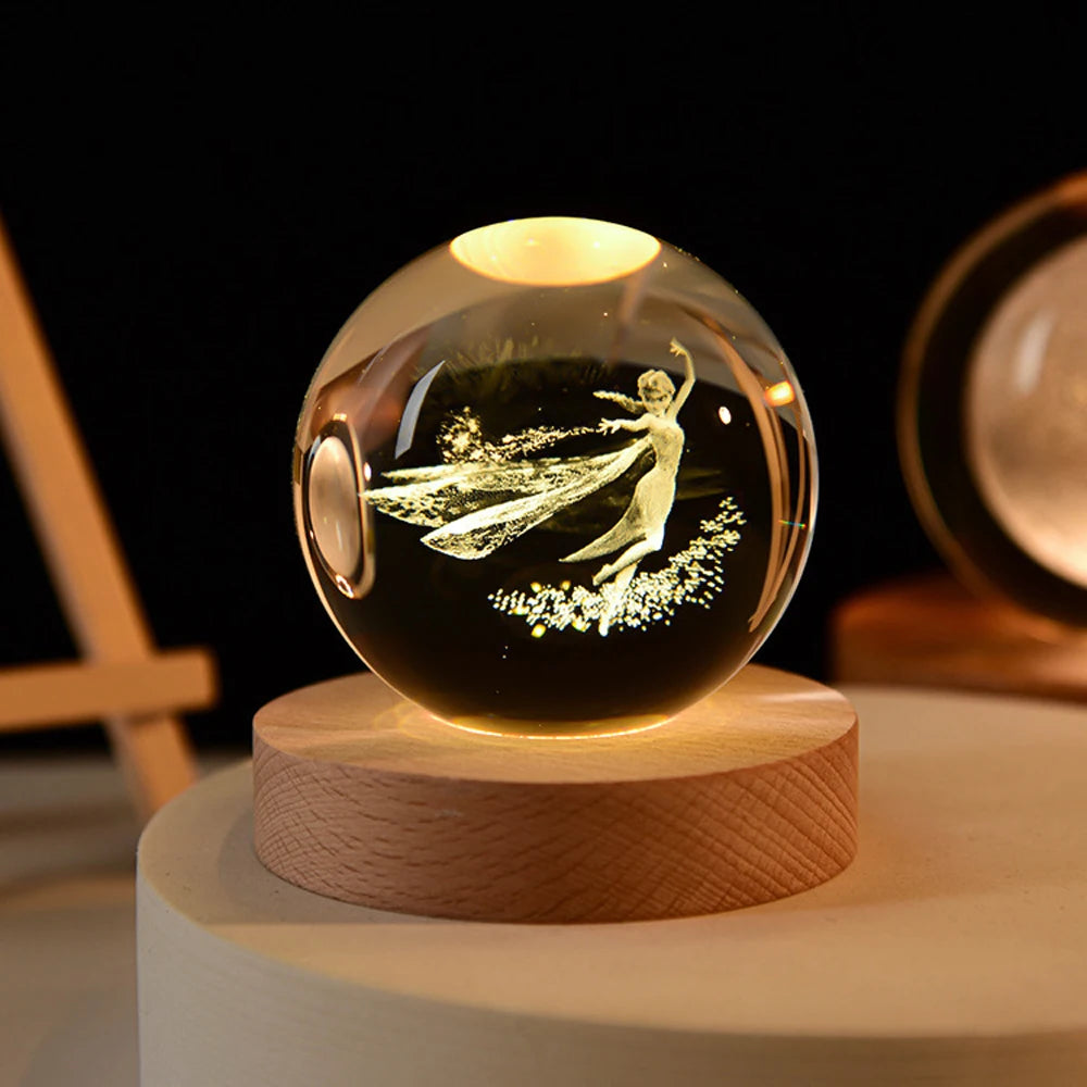 3d crystal ball, crystal planet, laser carving