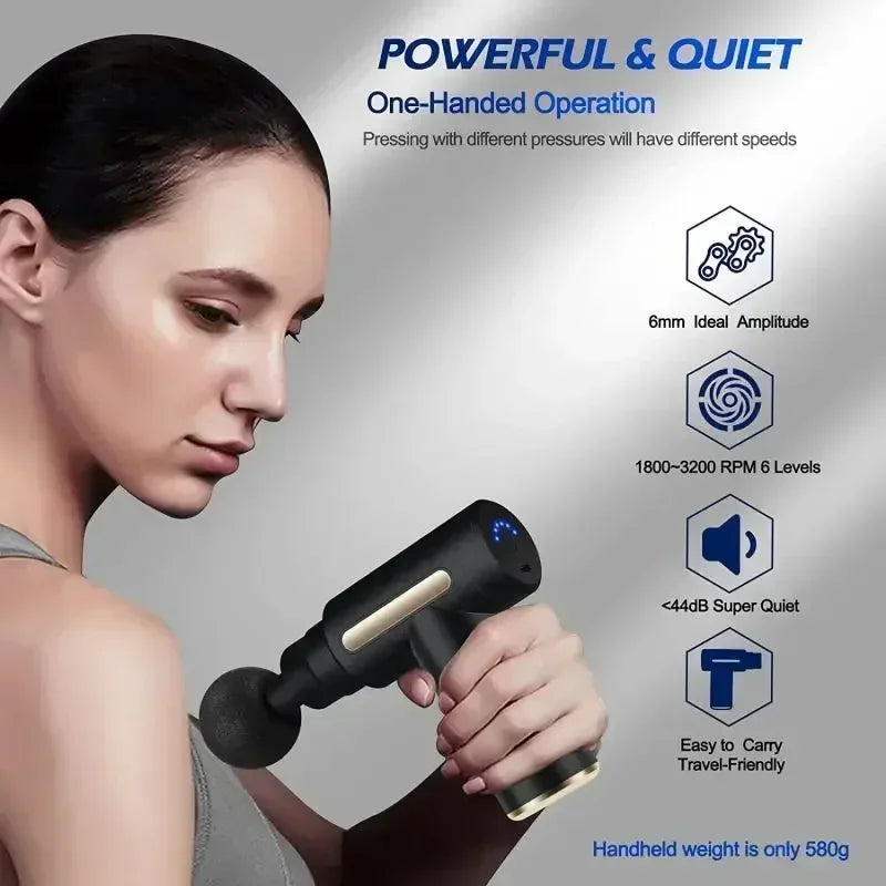 Small, lightweight, adjustable speed deep tissue massage gun for full body massage