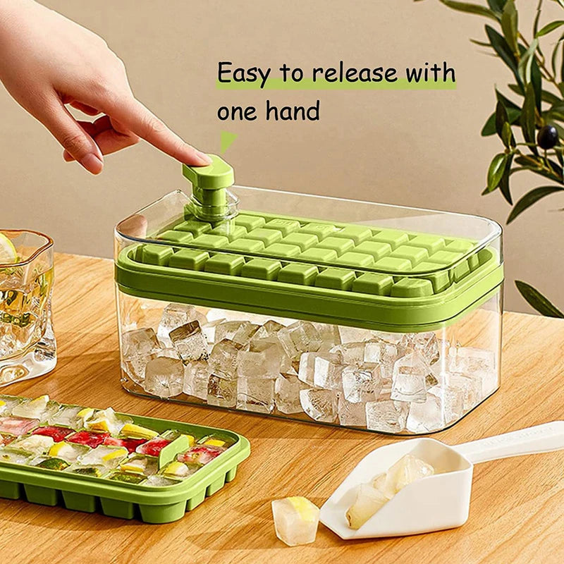 32 Grid Silicone Ice Cube Tray with Lid and Storage Box