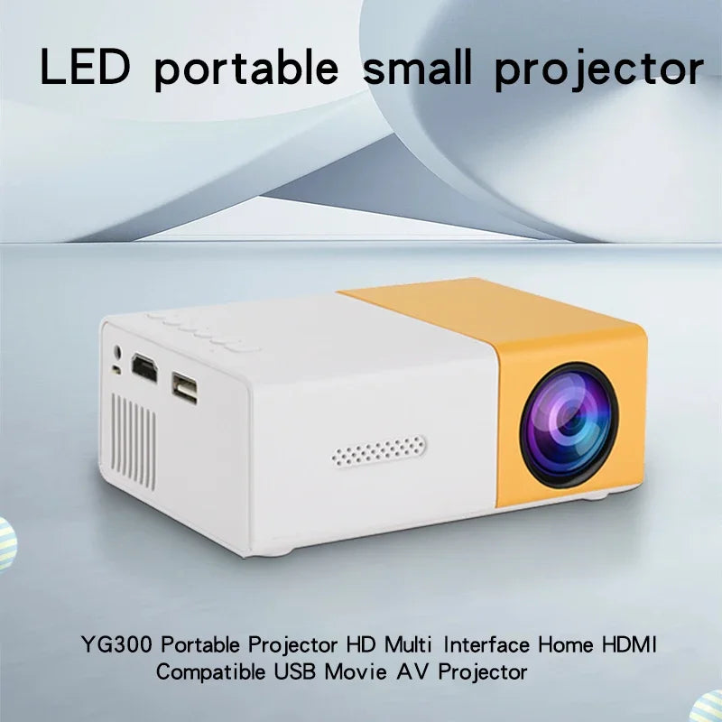 Portable home projector, wireless connection to mobile phone,