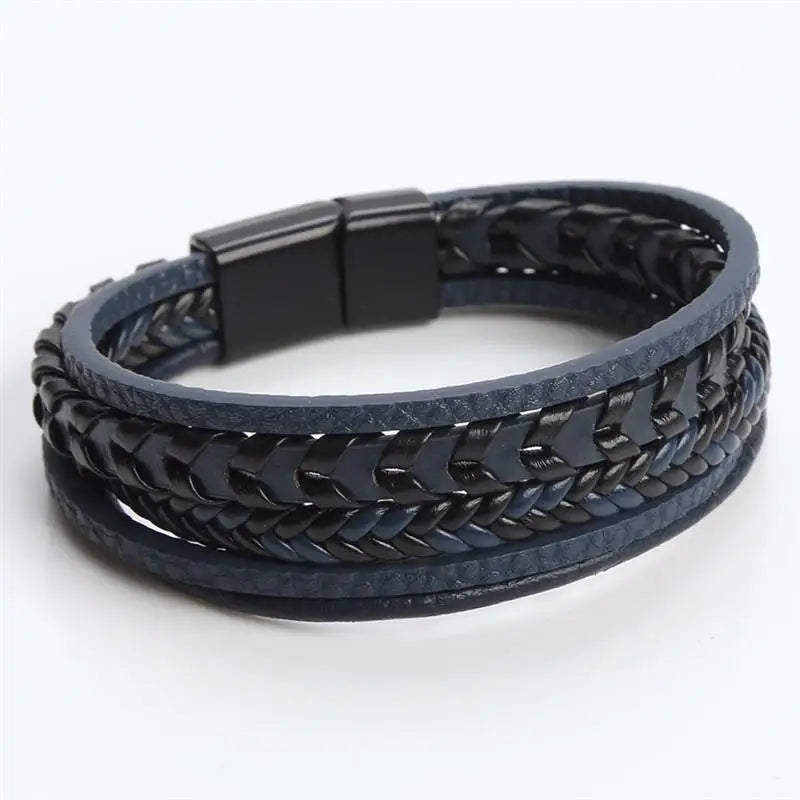 Men's Multilayer Leather Braided Rope Woven Bracelets,