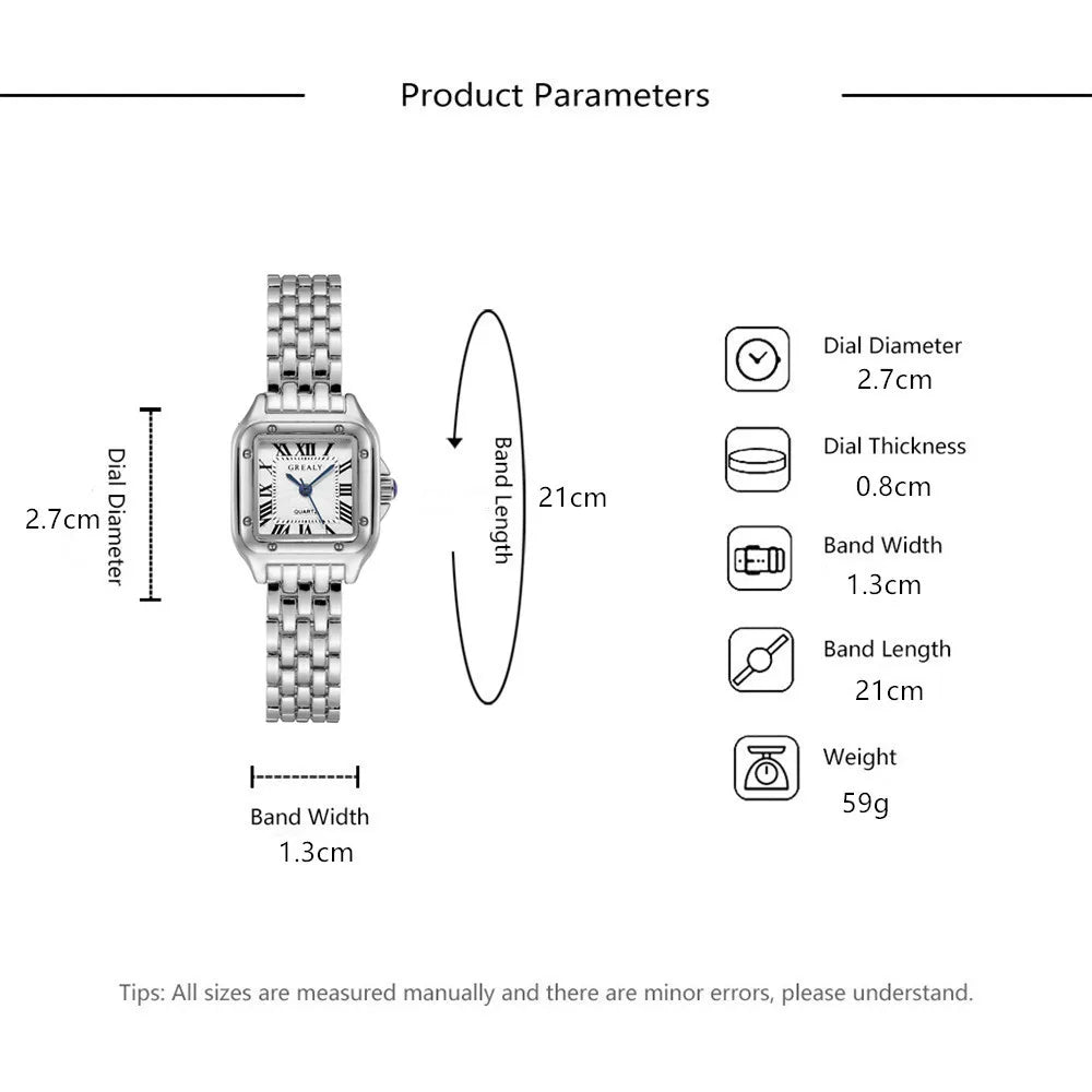 Women's Square Watch with Gold Alloy Strap