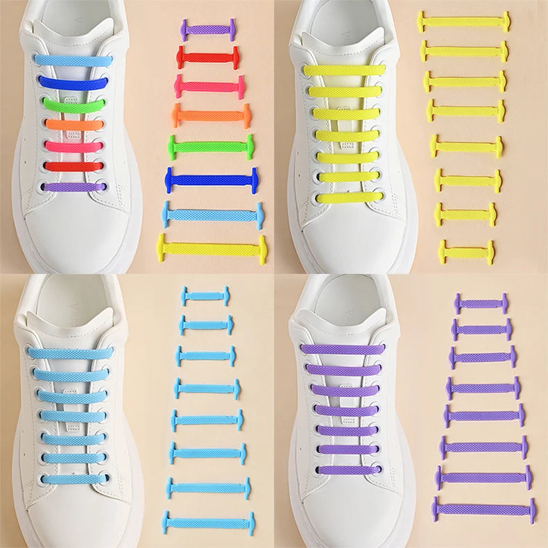 16pcs Silicone No Tie Shoelaces 12 Colors