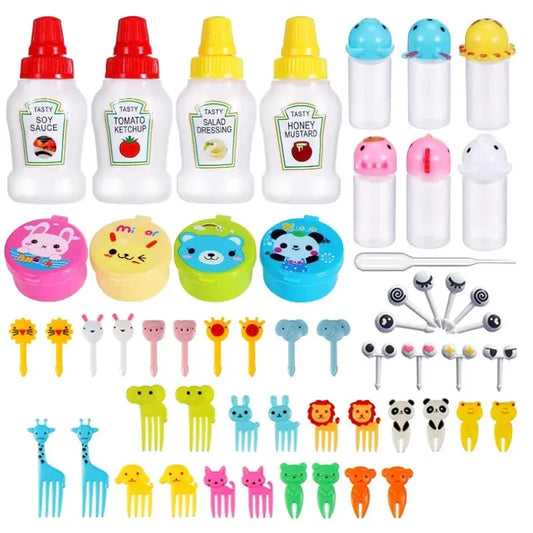 55pcs Sauce Bottle Accessories Food Paddles Mini Ketchup Bottles