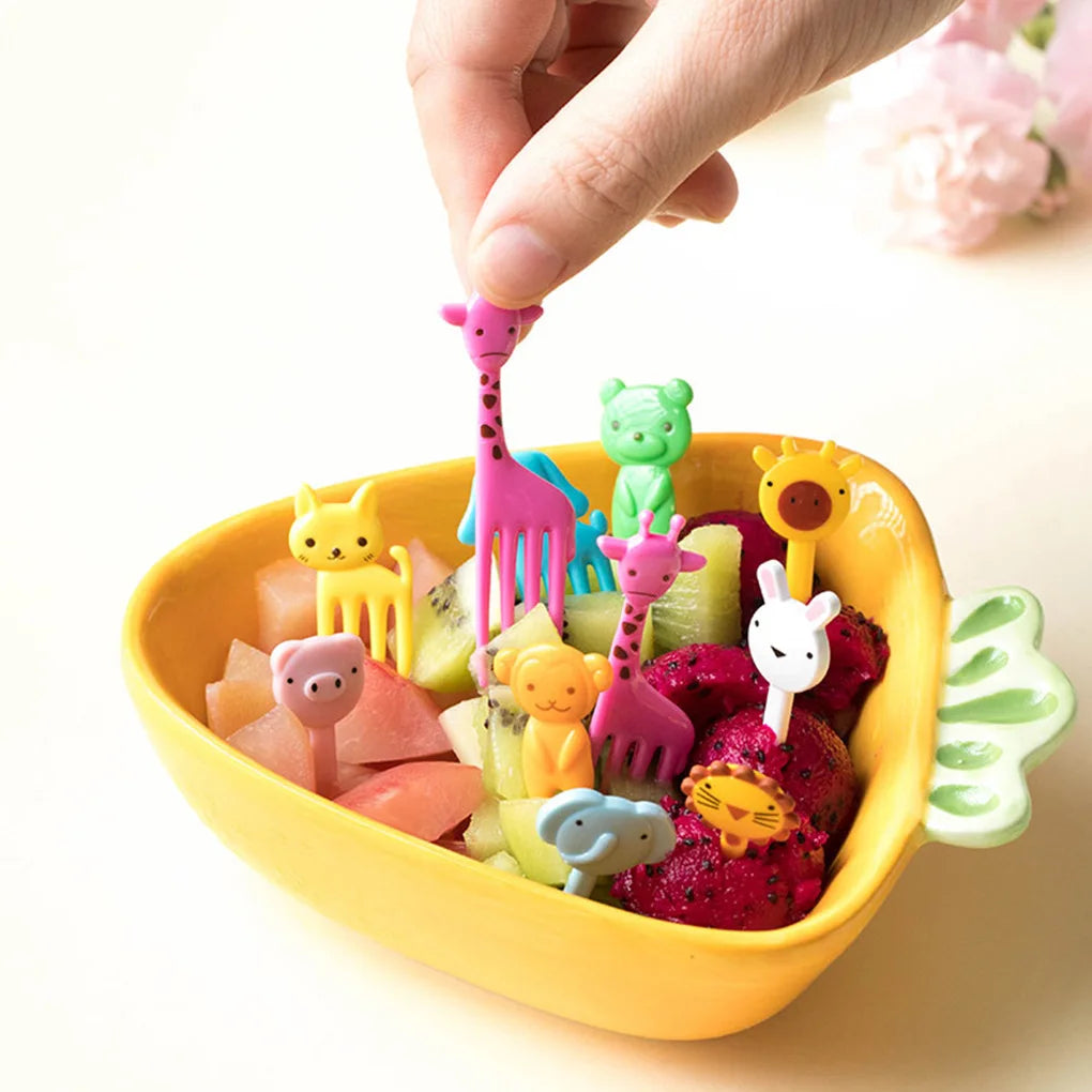 10pcs Mini Animal Farm Fruit Fork,