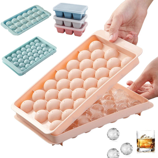 3D Round Ice Cube Tray with Plastic Lid