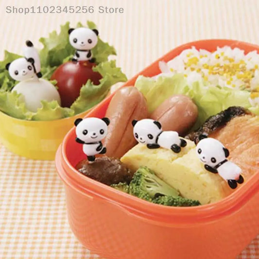 8pcs/set Cartoon Panda Shape Mini Fruit Fork