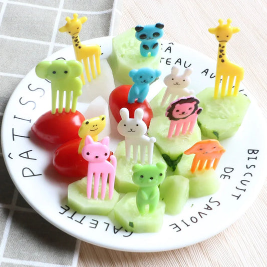 10pcs Mini Animal Farm Fruit Fork,