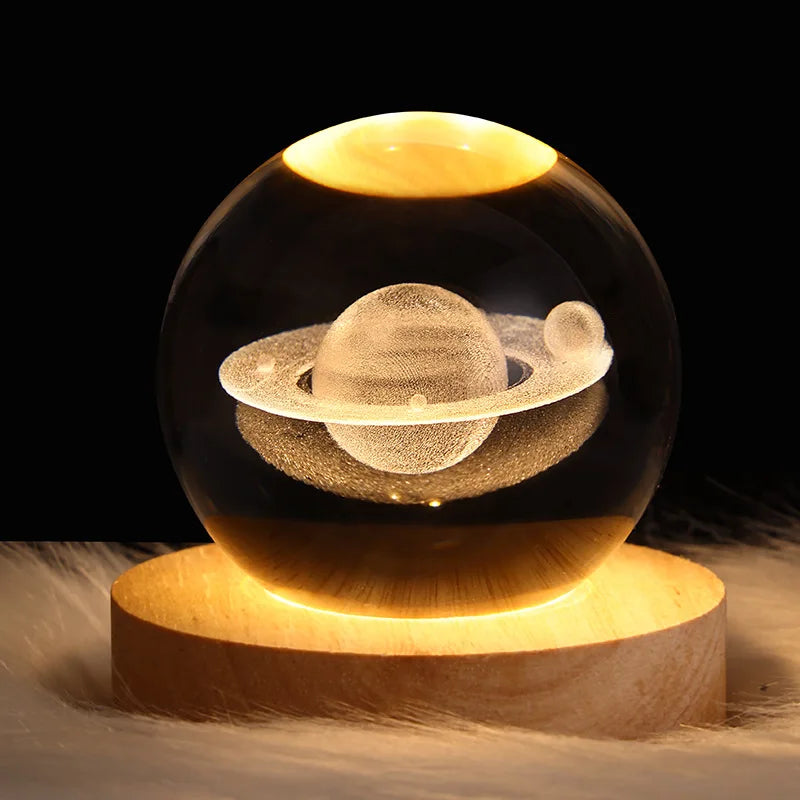 3D Crystal Ball Moon Planet Galaxy USB LED Lamp