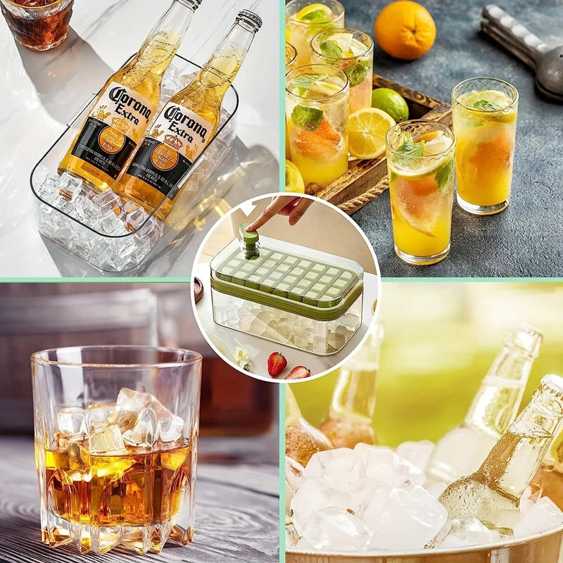 32 Grid Silicone Ice Cube Tray with Lid and Storage Box