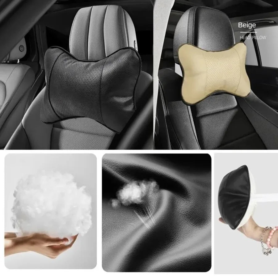 Faux Leather Car Neck Pillows