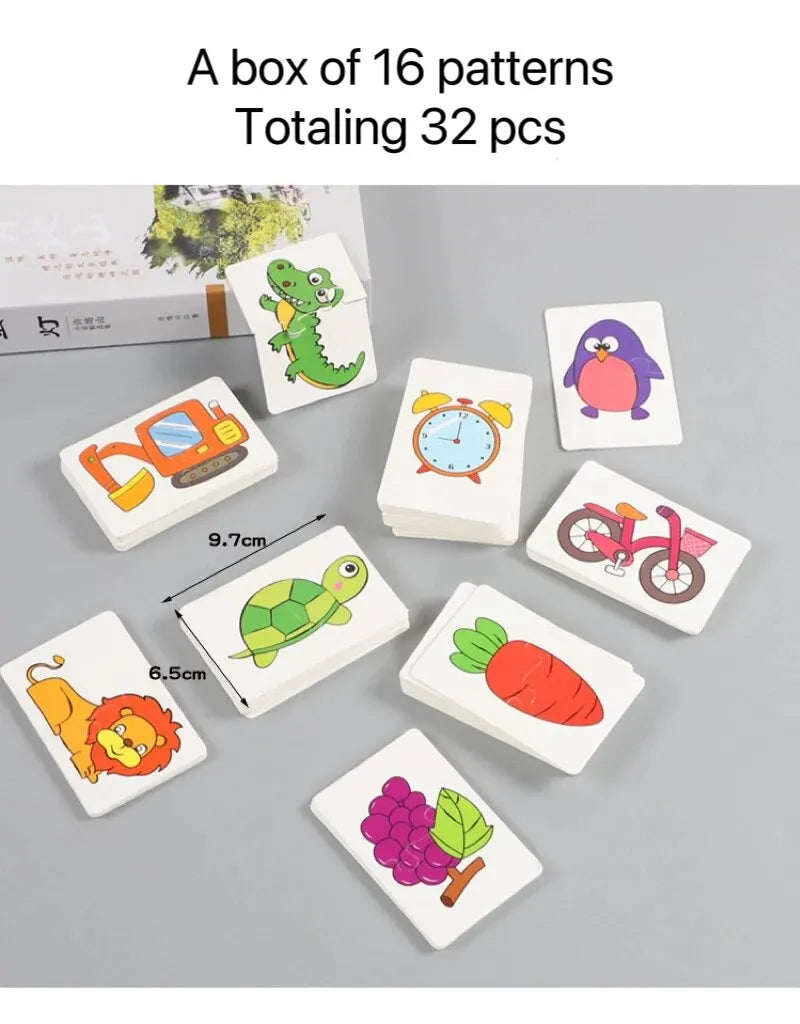 32pcs Creative Cartoon Pattern Matching Enlightenment Cards Cognitive Educational Toys