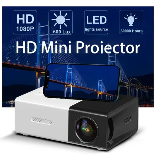 Portable home projector, wireless connection to mobile phone,