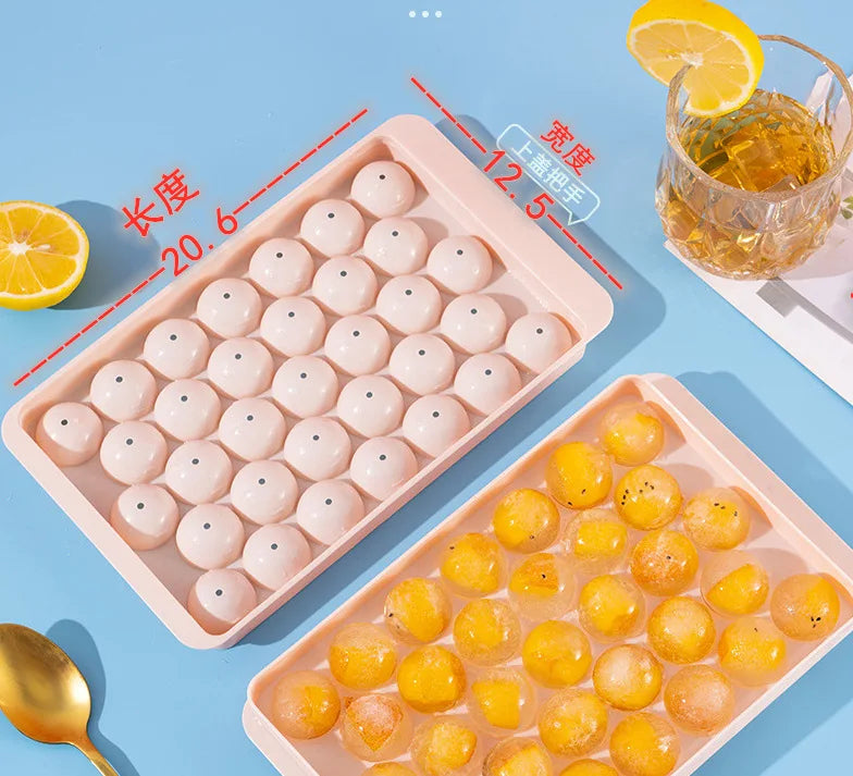 3D Round Ice Cube Tray with Plastic Lid