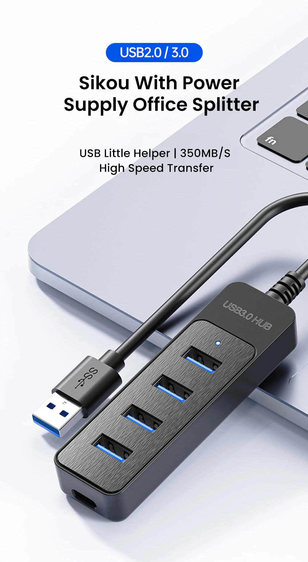 USB Power 4 Port Multi USB Splitter Hub USB