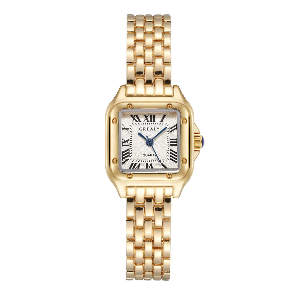 Women's Square Watch with Gold Alloy Strap