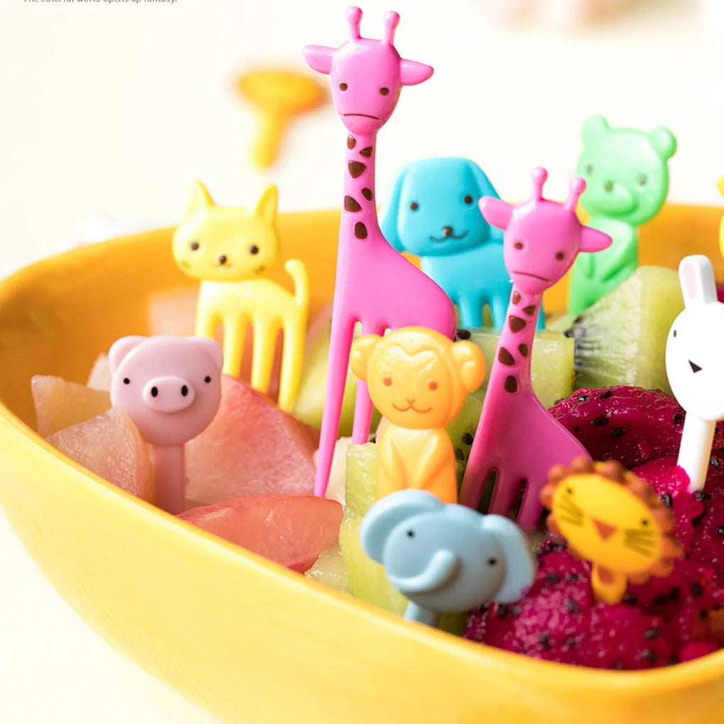 10pcs Mini Animal Farm Fruit Fork,