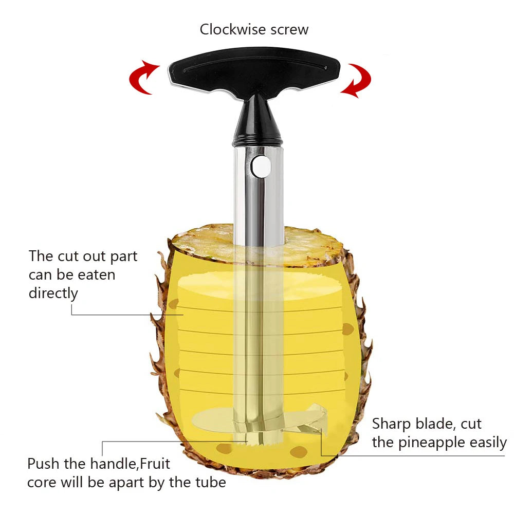 Fruit and Vegetable Peeler, Pineapple Peeler, Spiral Slicer, Stainless Steel Tool,