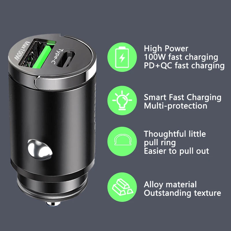 100W Mini Car fast Charger