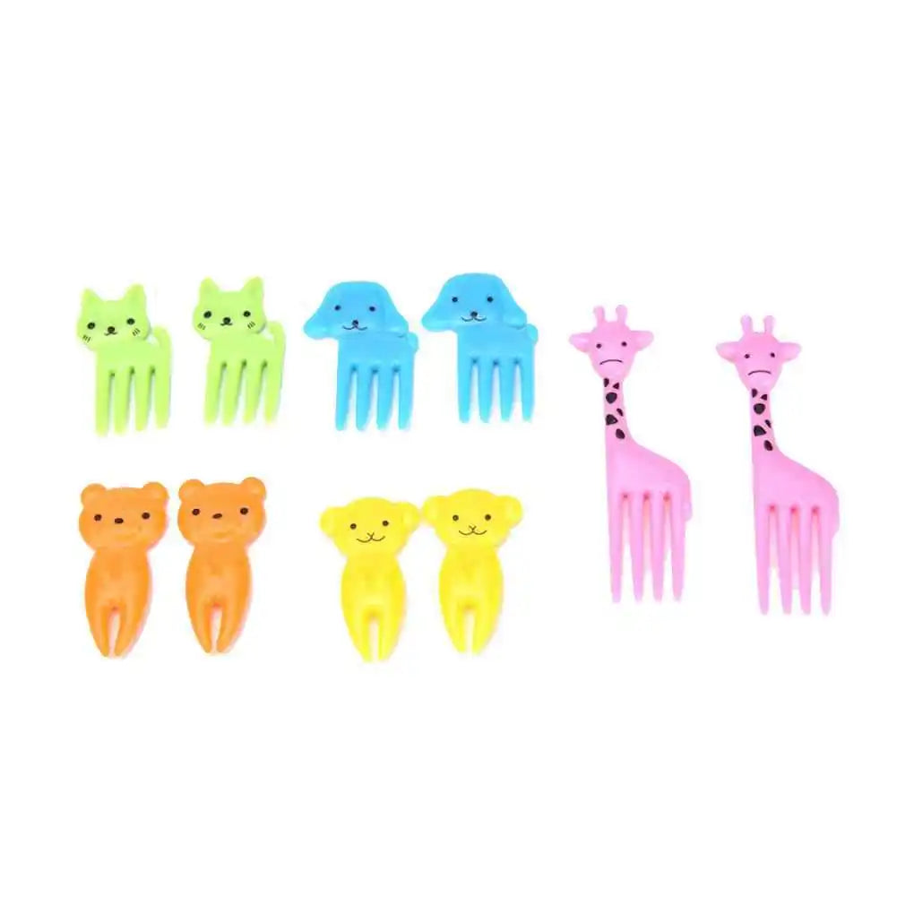 10pcs Mini Animal Farm Fruit Fork,