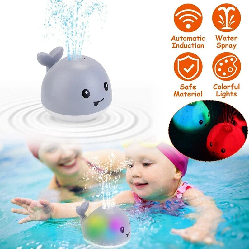 Baby Light Up Bath Toys Whale Automatic Sprinkler Bathtub Toys