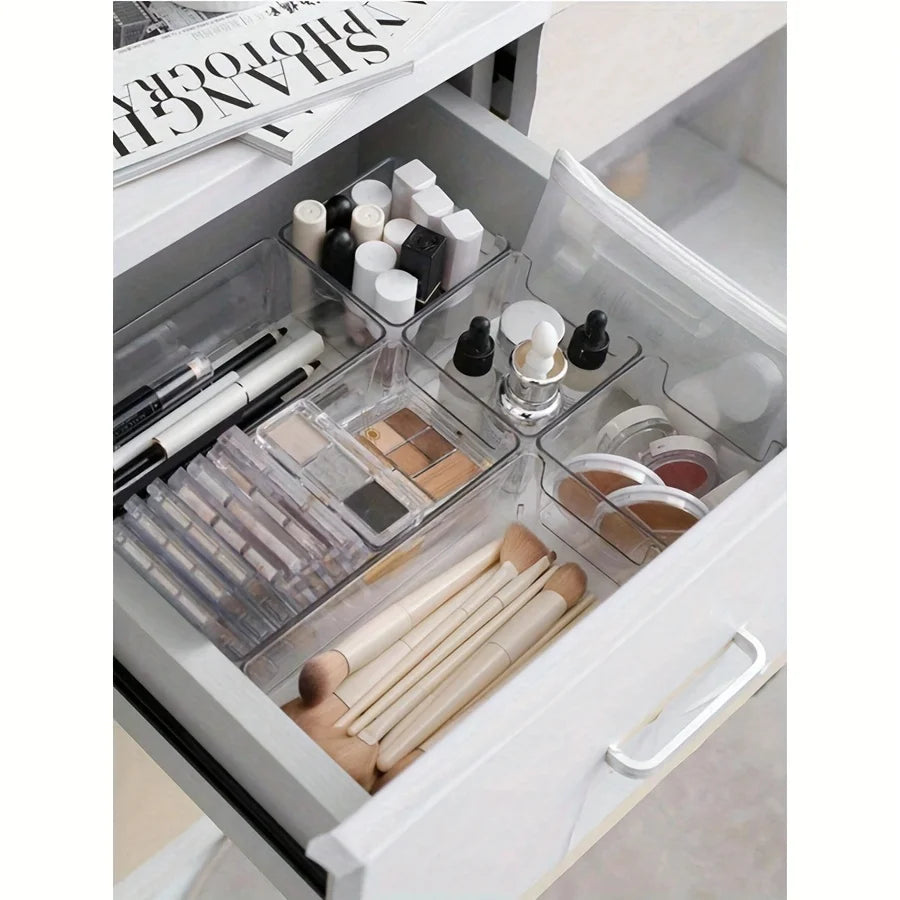 Versatile Drawer Organizer Clear Plastic Trays And Dividers In 2 Sizes For Perfect Makeup And Kitchen Storage Kitchen Accessorie