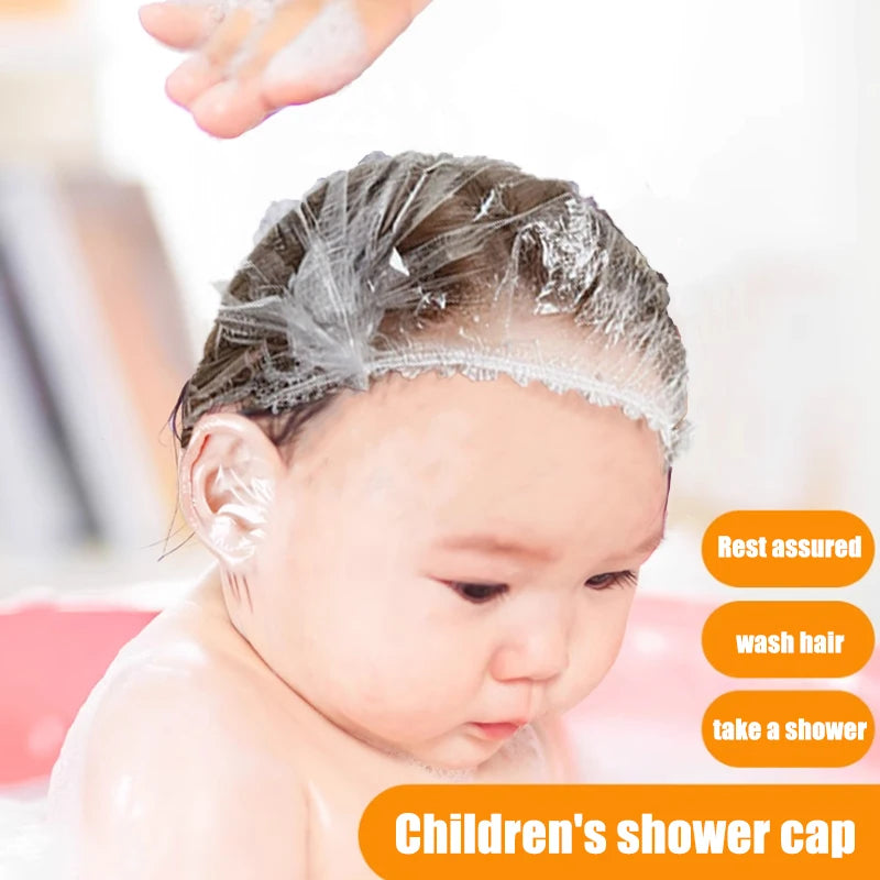 100/200pcs Disposable Plastic Shower Caps for Hair, Safe Food Cover